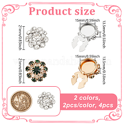 4Pcs 2 Colors Alloy Rhinestone Cufflinks&nbsp;DIY-NB0013-80B