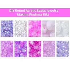 DIY Round Acrylic Beads Jewelry Making Findings Kits&nbsp;DIY-FS0007-04