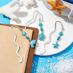 3Pcs 3 Styles Zinc Alloy Wavy Bookmarks&nbsp;AJEW-JK00297