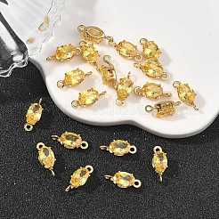 SHEGRACE Brass Pave Cubic Zirconia Oval Connector Charms&nbsp;XGRQ2O646-437C-G
