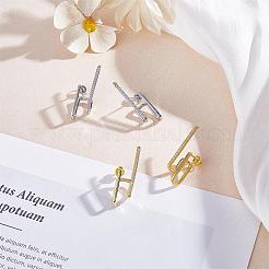 Gold Hoop Earrings Studs 18K Gold Plated Open C Shape Hoop Earrings Studs Simple Hypoallergenic Dainty CZ Studs Jewelry Gift for Women&nbsp;JE1074A