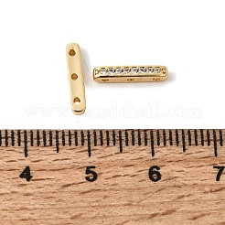 Brass Micro Pave Clear Cubic Zirconia Spacer Bars&nbsp;KK-Z149-01G