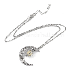 Alloy Resin Moon Pumpkin Pendants Necklaces&nbsp;LS-NJEW-S417-01C
