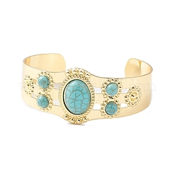 Resin Oval Beaded Open Cuff Bangle&nbsp;LS-BJEW-F452-01B