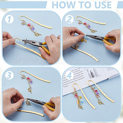 DIY Flower Glass & Alloy Charms Boolmarks Making Kits&nbsp;DIY-NB0013-95