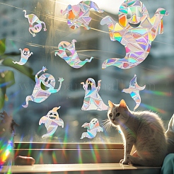 Halloween Ghost Rainbow Prism Electrostatic Window Stickers&nbsp;PW-WG9D1AB-01