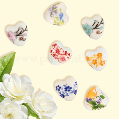 60Pcs 10 Colors Floral Printed Porcelain Beads&nbsp;PORC-PA0001-02