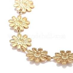 Enamel Daisy Link Chain Necklace&nbsp;NJEW-P220-01G-02