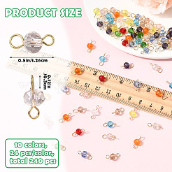 240Pcs 10 Colors Glass Connector Charms&nbsp;PALLOY-SW00087