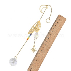 7 Chakra Glass & Brass & 304 Stainless Steel Pendants Suncatchers&nbsp;HJEW-JM05024