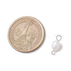 Natural Cultured Freshwater Pearl Rice Connector Charms&nbsp;PALLOY-JF04186-01