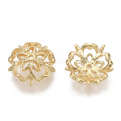 5-Petal Brass Fancy Bead Caps&nbsp;X-KK-F727-85G-NF