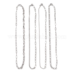4Pcs 4 Styles 304 Stainless Steel Mixed Chain Necklace Sets&nbsp;NJEW-JN05982