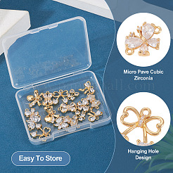 16Pcs 8 Styles Brass Micro Pave Cubic Zirconia Pendants&nbsp;KK-TA0002-49