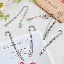 12Pcs 6 Styles Tibetan Style Alloy Bookmark Findings with Holes&nbsp;FIND-SC0008-99