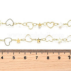 Brass Star Heart Link Chain Necklaces&nbsp;NJEW-M108-30G