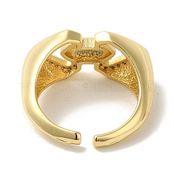 Rack Plating Brass Micro Pave Clear Cubic Zirconia Cuff Ring&nbsp;RJEW-P104-02G