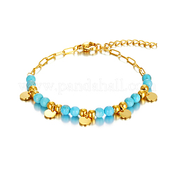 Stainless Steel Flat Round Charm Bracelets&nbsp;KM5058-2
