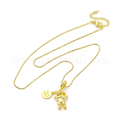 Brass Clear Cubic Zirconia Scarecrow Pendant Necklaces&nbsp;NJEW-C071-03G