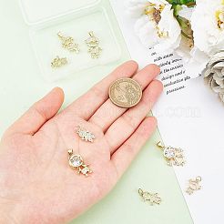 8Pcs 8 Style Brass Micro Pave Clear Cubic Zirconia Pendants&nbsp;ZIRC-FH0001-25