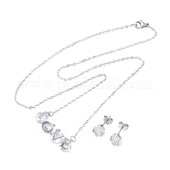 304 Stainless Steel Cubic Zirconia Pendant Necklaces & Stud Earrings for Women&nbsp;SJEW-B022-01P
