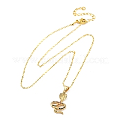 Brass Micro Pave Colorful Cubic Zirconia Snake Pendant Necklaces&nbsp;LS-NJEW-S438-02H-G