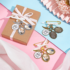 DIY Oval Blank Dome Wedding Bouquet Photo Charms Alloy Brooche Making Kit&nbsp;JEWB-AB00030