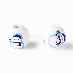 Painted Natural Wood Round Beads&nbsp;WOOD-N006-178
