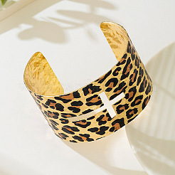 Leopard Print & Cross Pattern Alloy Cuff Bangles & Cuff Rings Sets&nbsp;WG9E489-01