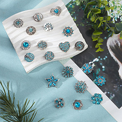 20Pcs Alloy Rhinestone Snap Button&nbsp;BUTT-GO0001-03B