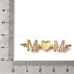 Mother's Day Brass Micro Pave Cubic Zirconia Mom Heart Connector Charms&nbsp;LS-KK-Z155-03G-02