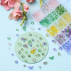 410Pcs 15 Style Transparent Spray Painted Glass Beads&nbsp;GLAA-YW0001-81