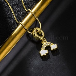 Brass Micro Pave Clear Cubic Zirconia Cloud Rainbow Pendant Necklaces&nbsp;NJEW-C071-02G