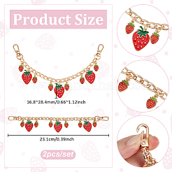 2Pcs Alloy Enamel Red Strawberry Charm Aluminum Bag Decorative Chains&nbsp;HJEW-UN00101