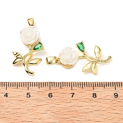 Brass Micro Pave Clear Cubic Zirconia with Resin Pendants&nbsp;KK-G533-03G-02