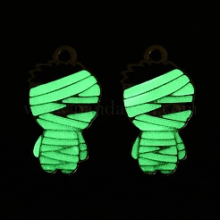 Halloween Theme Rack Plating Luminous Alloy Enamel Pendants&nbsp;ENAM-N056-228P