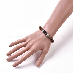 Adjustable Frosted Natural Black Agate(Dyed) Braided Bead Bracelets&nbsp;BJEW-JB04840-02