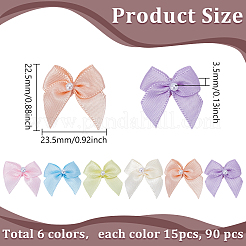 90Pcs 6 Colors Polyester Bowknot Ornament Accessories&nbsp;DIY-WR0004-59