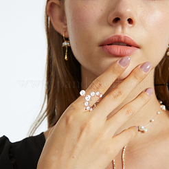 4Pcs 4 Styles Plastic Imitation Pearl Beaded Open Cuff Ring&nbsp;RJEW-AN0001-18