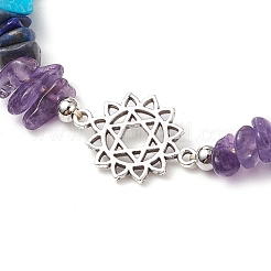 7Pcs Chakra Theme Natural & Synthetic Mixed Gemstone Chips Braided Beads Bracelets&nbsp;BJEW-JB11324
