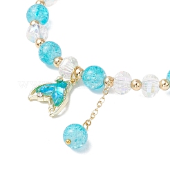 4Pcs Brass Glass Beads Stretch Bracelets&nbsp;BJEW-JB11769-01