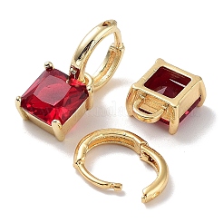 Real 18K Gold Plated Brass Rectangle Dangle Hoop Earrings&nbsp;EJEW-L269-047G-02