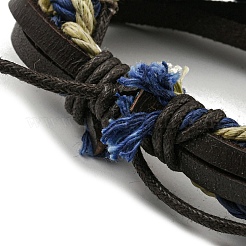 Adjustable PU Leather & Waxed Cords Braided Multi-strand Bracelets&nbsp;BJEW-F468-03