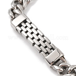 Ion Plating(IP) 304 Stainless Steel Curved Rectangle Link Chain Bracelets for Men&nbsp;BJEW-B096-47A-AS
