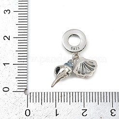 925 Sterling Silver Pave Sky Blue Cubic Zirconia European Dangle Charms&nbsp;KK-P324-11P
