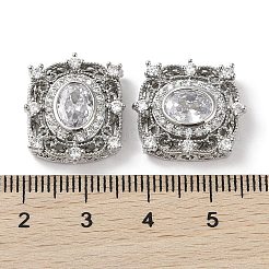 Brass Micro Pave Cubic Zirconia Beads&nbsp;KK-G491-36P-04