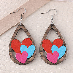 Valentine's Day Wood Dangle Earrings&nbsp;FS-WG2DDA3-04