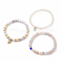 6Pcs 6 Style Natural Mixed Gemstone Beaded Stretch Bracelets Set&nbsp;BJEW-JB09117