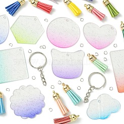 DIY Acrylic Disc Tassel Keychain Making Kits&nbsp;DIY-FS0006-01C