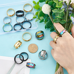 20Pcs 20 Styles 201 Stainless Steel Grooved Finger Ring Settings&nbsp;STAS-UN0042-77